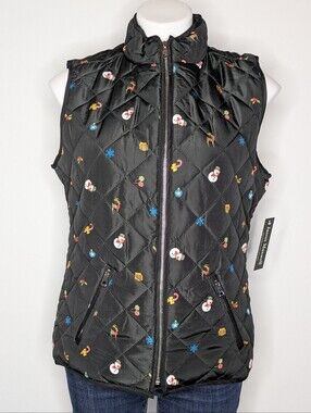 NWT Jason Maxwell Black Christmas Winter Holiday Puffer Vest S